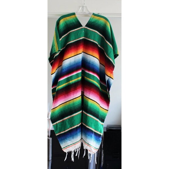 Vintage Jackets & Blazers - Maxi Length Mexican Serape or Blanket with Fringe